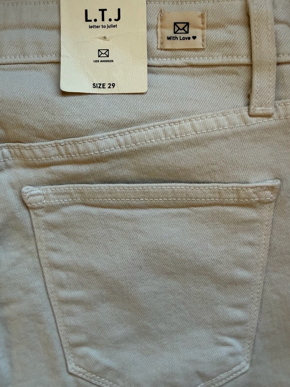 NWT L.T.J Siena Straight Leg Jeans in Ivory, Size 29 - Picture 4 of 5